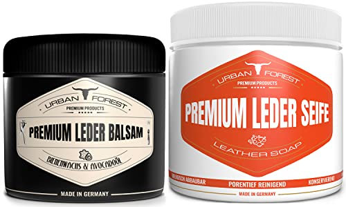 Lederseife/Sattelseife 500ml + Lederbalsam 250ml mit natürlichem Bienenwachs als SPARSET für Lederpflege, Leder-Imprägnierung & Reinigung in Premium Qualität I URBAN Forest