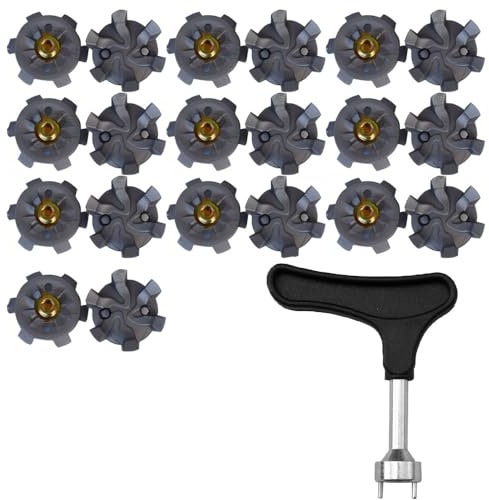 Armastuse Crampons de Golf pour Chaussures, universels, 20 pièces + 1 clé de Torsion Rapide, Gris, pour Terrain gazonné