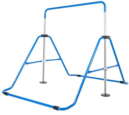 BJTDLLX gymnastikställ gymnastik stativstång inomhus barn gymnastikstänger justerbar höjd gymnastikstång gymnastikhylla vikbar pull up-stång sträcksystem träningsutrustning, lastkapacitet 100 kg (blå)