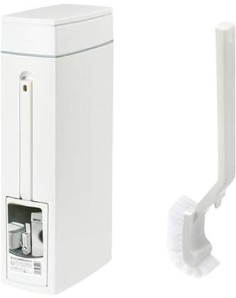 MagiDeal Ensemble Brosse de Toilette et Poubelle - Corbeille à Papier Simple Blanche - Porte-Brosse pour Salle de Bain