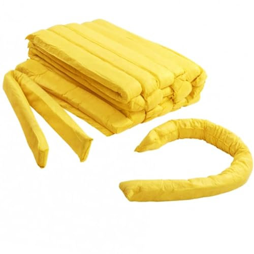 Bricoloco Barrera Absorbente para productos químicos, aceites, hidrocarburos y aguas. Acotar y absorber derrames químicos, aislar zonas, máquinas, lugares de paso, etc. (1, 8 cm X 120 cm)