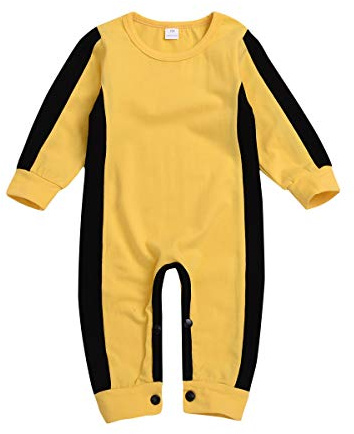 SRTUMEY Infant Chinese Kung Fu Jumpsuit Boys Baby Classic Yellow Romper Playsuit Clothes Girls 3-24 Months Baby Boy Performance Arts Cosplay Costume Outfit Bodysuit