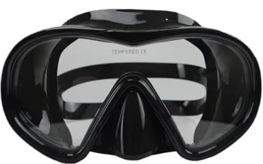 Dykmasker Vuxen Lågvolym Klar Dykmask Med Härdat Glas Fridykning Snorkling Silikon Svart Under vattnet dykset(Black)