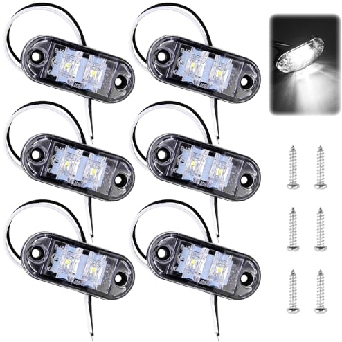 LED Seitenmarkierungsleuchten, 6 Stück Begrenzungsleuchten Positionsleuchten 12V/24V, Anhänger-Seitenleuchte Licht Weiß, Universelle Positionslichter für Wohnmobil, Wohnwagen, Vorder- und Rückleuchten