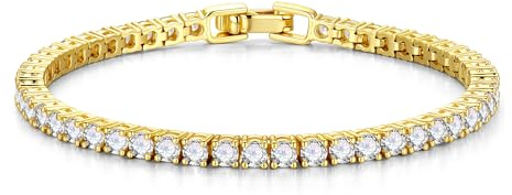 TINGN silver guld tennis armband kvinnor 14K förgylld kubisk zirkonia armband elegant klassisk 3 mm rund slipad armband smycke present för kvinnor