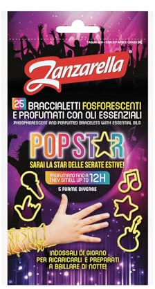 Zanzarella Braccialetti FOSFORESCENTI e profumati con oli essenziali