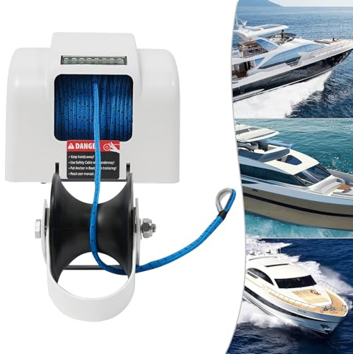 Quiltern 45LBS Salzwasserboot Elektrische Ankerwinde Anker Winde mit Fernbedienung, 12V Boot Winch Marine Salzwasser Elektrische Winde Anker Winde für Schnellbooten, Fischerbooten, Motorbooten