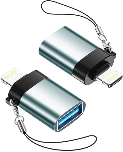 Anssan Adaptador Lightning a USB 2PCS, Adaptador USB OTG con Lanyard adaptader de Cámara iPhone para iPhone 14/13/12/11/XS/X/8/7, iPad Compatible con Pendrive, Lector de Tarjetas, Ratón, Teclado