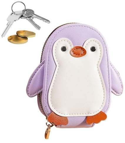 Portefeuille pingouin – Porte-cartes pingouin en cuir PU de grande capacité en accordéon de grande capacité | Porte-monnaie en forme d'animal à large ouverture durable pour voyage, travail, école