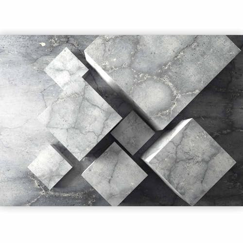Fotomurale Soggiorno - Carta da parati 400x280 cm TNT Murale alla moda Decorazione da Muro XXL Poster Gigante Design Cameretta Carta per Pareti concreto grigio Astratto 3D geometrico f-B-0099-a-a
