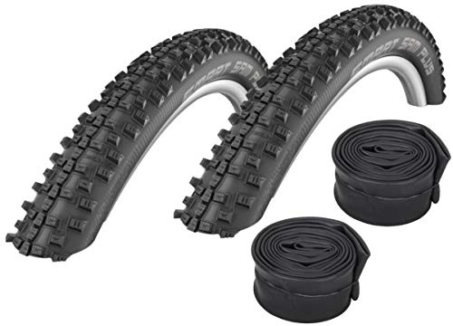 Set: 2 x Schwalbe Smart Sam Plus Pannenschutz Reifen 26x2.10 + Schwalbe SCHLÄUCHE Autoventil