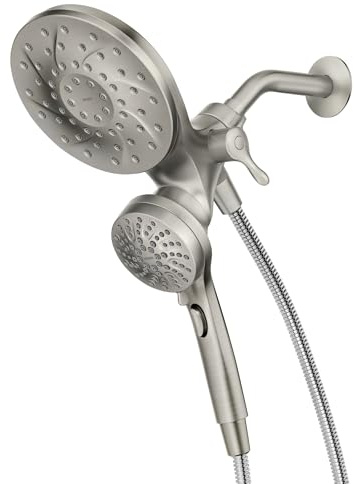 Moen Engage Magnetix 2-in-1 Combo Rain Showerhead with Detachable Handheld Shower Spray, Featuring Magnetic Docking System, Spot Resist Brushed Nickel, 26009SRN