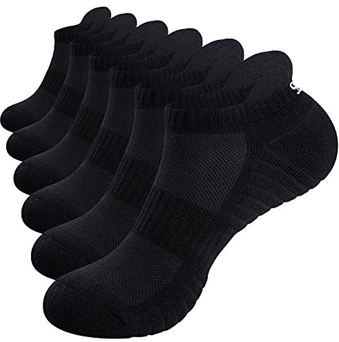 TANSTC Running & Sports Socks for men women - Breathable Anti-Blister Cushioned Cotton Low Cut 6 Pairs
