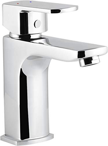 Cornat Waschtisch-Einhebelarmatur Saint - Verchromter Messingkörper - Mühelose Schaftbefestigung - Mit Druck-Ablaufventil / Hochdruck-Armatur / Wasserhahn fürs Bad / Waschbecken-Armatur / SAI1