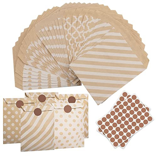 Papiertüten, Kraft Paper Bags,100 Stück Geschenktüten Papier, Klein Papiertüten für Geschenke, Süßigkeiten, Ostereier, Kekse Lebensmittel (Braun)