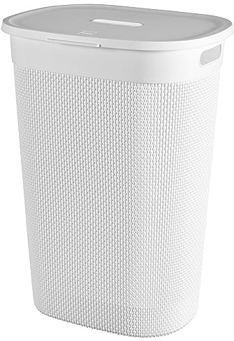 Keter Curver Filo - Cesto para la ropa sucia de baño, blanco, capacidad de 55 litros, 70% reciclado, 45 x 35 x 61 cm