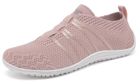 Merdoo Barfußschuhe Damen Herren Bequeme Barfuss Schuhe Damen Slip On Sneakers Weich Sportschuhe Leicht Turnschuhe rutschfest Laufschuhe Atmungsaktiv Barfussschuhe Walkingschuhe Unisex Rosa 42EU