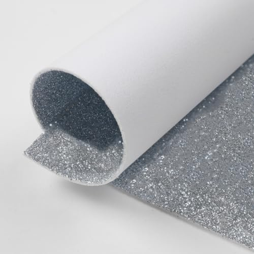 Generico 5 Fogli Gomma Eva Glitter Argento 40x60 cm - 2 mm per lavori Artigianali, Fiori, bomboniere, Decorazioni Craft per Fustelle e stampi