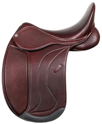 Sazaar Tack English Dressage Cow Leather with Full Covered Softie Horse Saddle 13 to 19 Brown ST-026