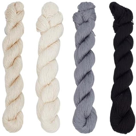 FREEBLOSS 4 hilos Sashiko Skein de 4 colores, 4 x 100 m, hilo de bordar de algodón puro, hilo de bordar japonés Sashiko Basic Colors Quilting & Embroidery Kit de suministros para Sashiko