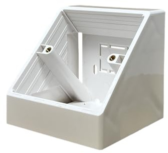 Evoges 45 Degree Angled Surface Mount Pattress Electrical Back Box, White, for Work Bench (1 Gang Single)