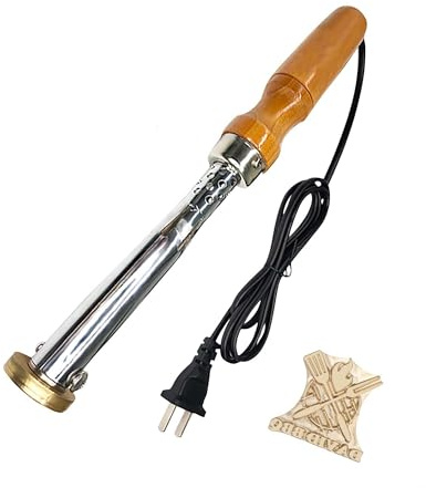 Custom Electric Wood Branding Iron Personalised Wood Burning Stamp for Wood Leather Cake Custom Logo Soldering Copper with Brass Head and Wooden Handle for Woodworking, Handcrafted Design and BBQ
