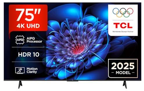 TCL 75P6K TV LED Direct da 75, TV HDR 4K, Smart TV con tecnologia Google TV (Dolby Audio, Motion Clarity, compatibile con Google Assistant e Alexa)