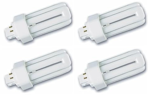 4 x Luxsa Lighting 26W CFL GX24Q-3 4 Pin Compact Fluorescent Light 26W PLT Tube Bulbs 1800LM Energy Saving GX24Q-3 Compact Fluorescent Lamp CFL Light Bulbs 4000K Cool White Triple Turn 3U Tube