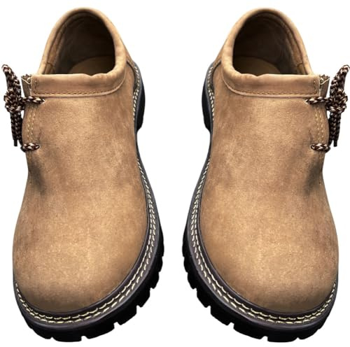 sais Men's Lederhosen, Haferl shoes, Oktoberfest shoes, traditional shoes, Austria shoes, leather shoes, size 41-47, light brown, 42/47 EU