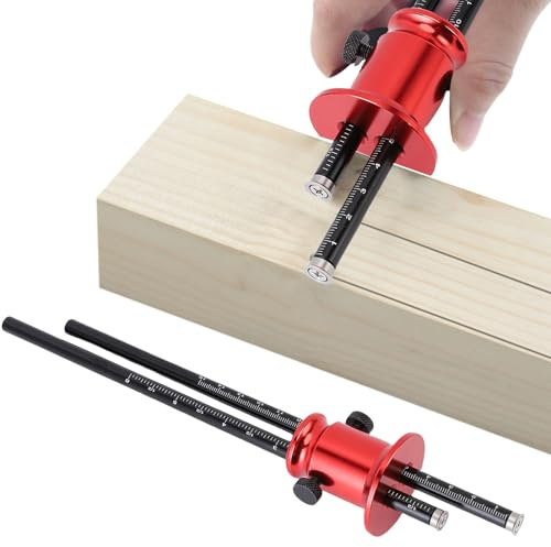 Double Blade Scribe Gauge, Wheel Marking Gauges Scribing Gauges with Metric and Imperial Scale, Aluminum Alloy Woodworking Marking Scriber Wood Scribing Tool for Precise Woodworking Furniture Making