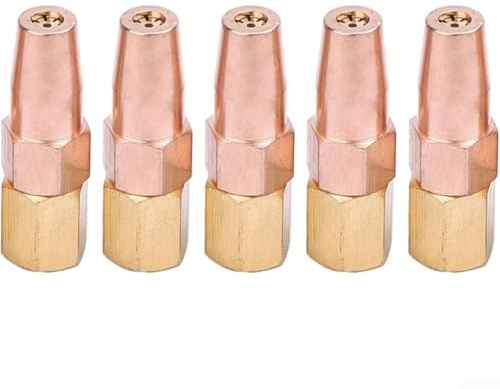 Kit di ugelli per torcia di saldatura, ugelli per saldatura Oxy Propano, in ottone e rame, da 0,9 mm a 1,3 mm, per torcia H01-6, confezione da 5 punte di contatto di ricambio per accessori per