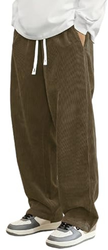 Sobzia Pantalon Velours Homme,Pantalon Velours Homme Côtelé Kirakuco Pantalons Japonais Taille Elastique Sweatpants Décontracté Grande Taille Baggy Jogging avec Poche et Cordon Streetwear Marron XXL