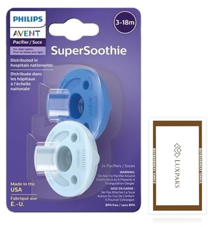 Baby Care Set: Philps Avnt Soothie 3-18m 2-Pack + LUXPAKS Wipe