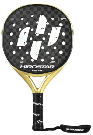 Hirostar Solar 2025 | Professionell padelracket, rund form, 100 % kol | 12K kol, padelracket med låg balans | Vikt 360 g – 375 g