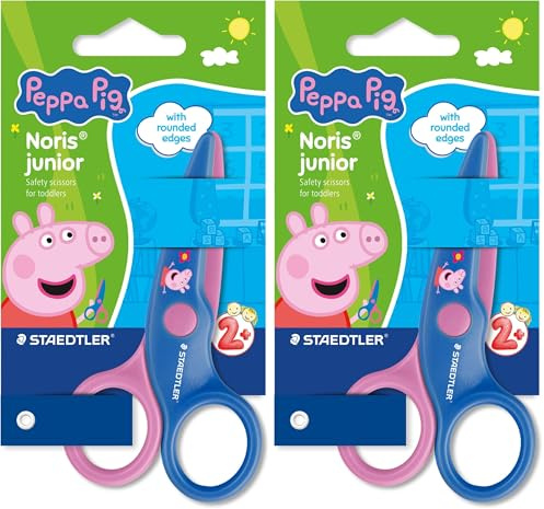 STAEDTLER Noris junior ciseaux pour enfants Peppa Pig – ciseaux de sécurité à bouts arrondis pour les premiers travaux manuels – ciseaux compacts pour les petites mains (Lot de 2)