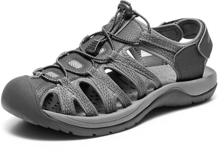 DREAM PAIRS Men's Athletic Hiking Walking Sandals,Black/Dark/Grey,8.5