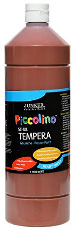Piccolino flüssige Tempera Farbe Dunkelbraun 1000ml Flasche - Ready-Mix Gouache Schultempera gebrauchsfertig