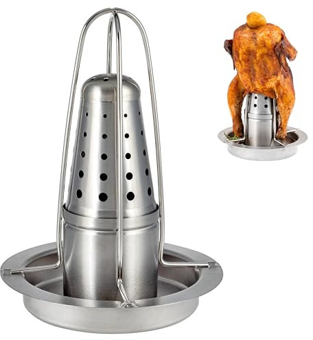bremermann Soporte para Pollo asado con aromatizador, asador de Pollos, Soporte para Pollos de Acero Inoxidable (1)