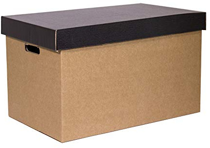 Only Boxes, Cajas de almacenamiento con tapa negra, Cajas para mudanza y almacenaje de cartón con asas, Cajas se cartón muy resistente, 53.2x33.1x32.5 (largo x ancho x alto) en cm, 2 Unidades
