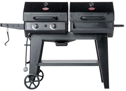 Char-Griller® Dual-Function 2-Burner 24,000 BTU Propane Gas and Charcoal Combination Grill and Smoker with 870 Cooking Square Inches in Black, Model E5030