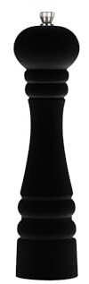 FLORINA Gewürzmühle 24 cm | Salz und Pfeffermühle aus Buchenholz | Mahlwerk aus Edelstahl | Mühle im Klassischem Design | Salz und Pfeffer Streuer | Unbefüllt Manuell Groß | Farbe: Schwarz