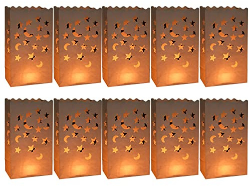 10 Pieces Luminary Bags Candle Bags Luminary Paper Bags Flame Resistant Paper Lantern Bags, Paper Candle Luminaire for Home Romantic Party Wedding Decoration