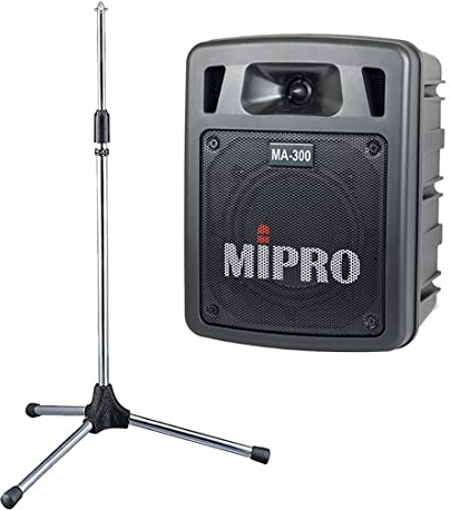 Mipro Système de sonorisation mobile + trépied de haut-parleur MS-30 : noir, 60 W, Bluetooth, USB, système PA pour scène, musique et applications vocales, avec entrée micro et entrée ligne, pose au
