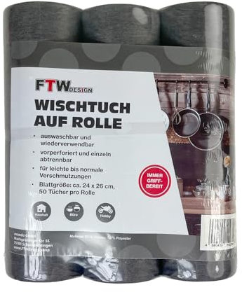 Universal Wischtuch auf Rolle in schwarz im 3er Set