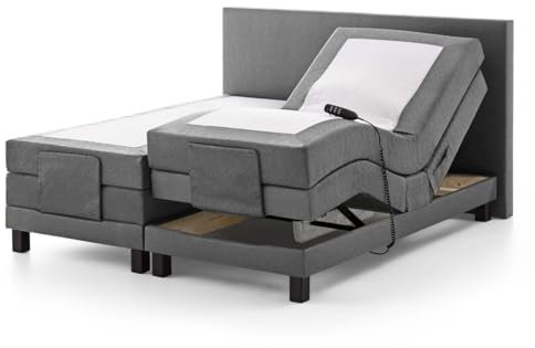 UNIVANDO Boxspringbett 180x200 elektrisch verstellbar mit Motor - 7 Zonen Taschenfederkernmatratze - TFK Härtegrad H2 - H3 Wendematratze - Boxspringbett mit verstellbarem Kopf-& Fußteil (grau)