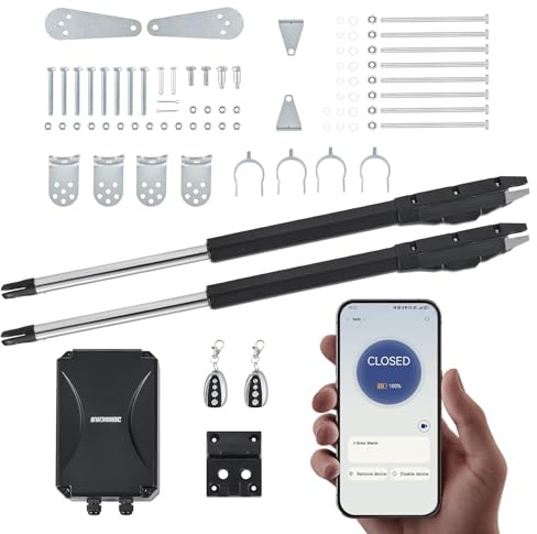 CO-Z Smart Automatic Gate Opener Kit, App Compatible Dual Swing Gate Opener for Doors up to 880lb *2, with Remote Controls & Release Keys, Electric Gate Opening System for Driveway Home