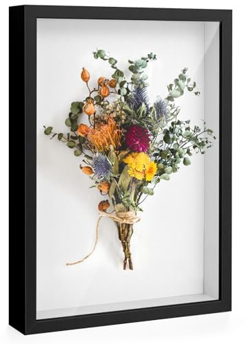 3D Bilderrahmen zum Befüllen 20x29 cm Tiefer Bilderrahmen A4 3D Objektrahmen Rahmen für Fotos Blumen Souvenirs und DIY Kunsthandwerk - Schwarz