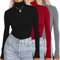 Ekouaer Langarmshirt Damen High Neck Top Funktionsunterwäsche Langarm Shirt Warm Thermo Oberteil Winter Rollkragenpullover 3er Pack, Schwarz+Grau+Rot, M