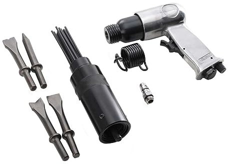 Nadelentroster Druckluft Nadelpistole Drucklufthammer mit 19 Nadeln und Lufthammer Pistole 4 Meißel Entroster Rostentferner Set