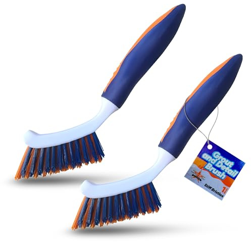 Bring It On Grout Cleaning Brush 2-Pack – Crevice Cleaning Brush with Stiff Nylon Bristles, 8-Inch Heavy-Duty Scrub Brush for Tile, Grout, Shower, Bathroom, Kitchen, Corners & Tight Spaces
